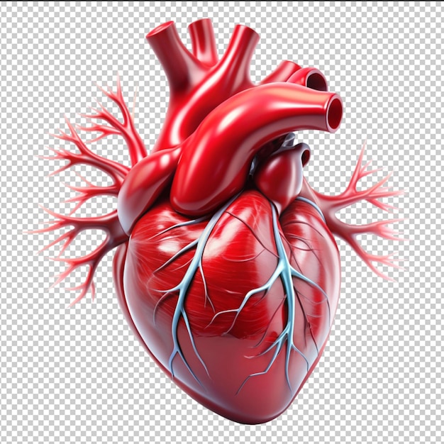 Изолированное человеческое сердце на прозрачном фоне