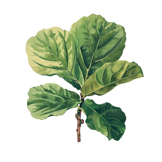 PSD isolated illustration of fiddle leaf fig branch