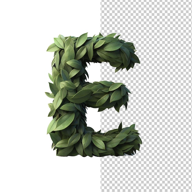 Immagine isolata della lettera 'e' realizzata con fiori colorati psd png