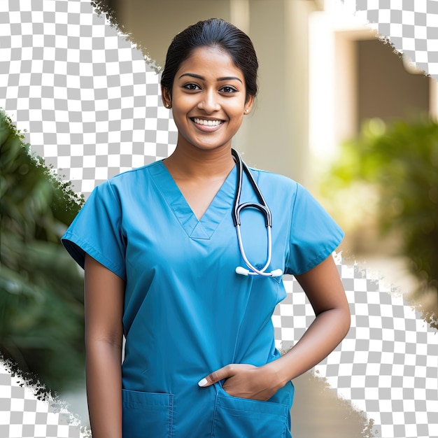 PSD isolated indian woman nurse smiling and cheerful