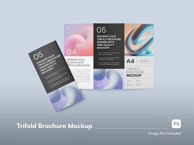 Isolated Isometric A4 Bifold Brochure Mockup