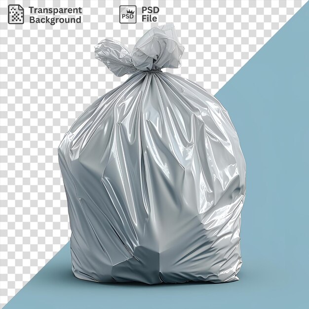 PSD isolated kitchen trash bags on a blue background