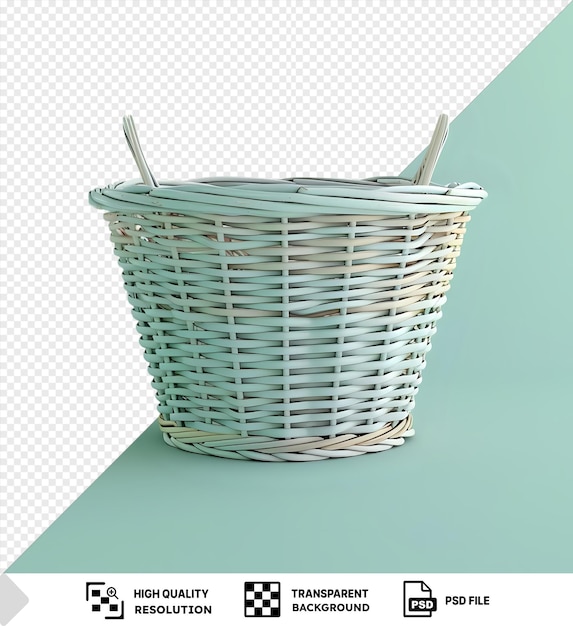 PSD isolated laundry basket on a blue background with a red and white stripe in the foreground and a white stripe in the background png psd