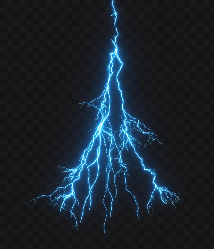 Isolated lighting power strike shapes transparante achtergronden 3d rendering png
