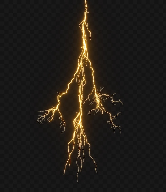 Isolated lightning grow spectacular stormy cutout on transparent backgrounds 3d render PSD