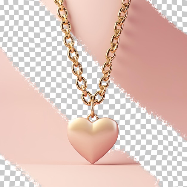 PSD isolated love pendant with golden chain