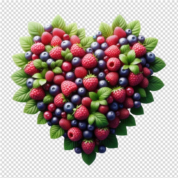 PSD isolated love red fruits a clear png canvas