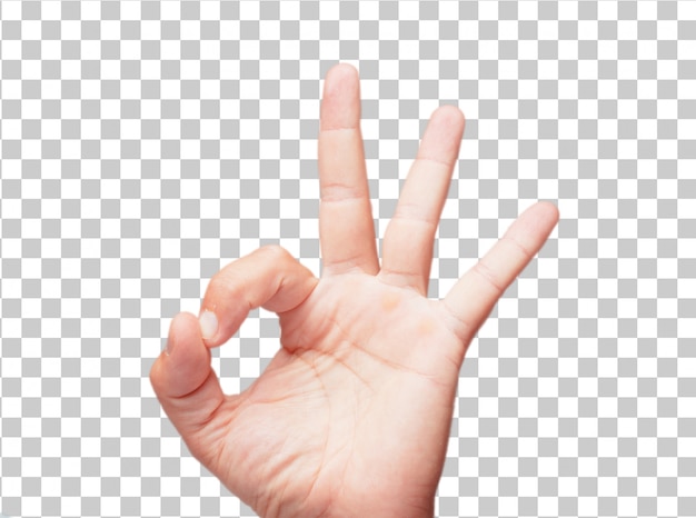 PSD isolated male hand all right or okay sign