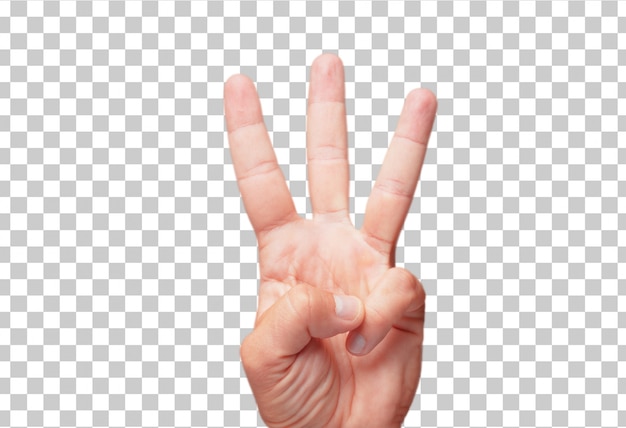 PSD isolated male hand gesturing a number