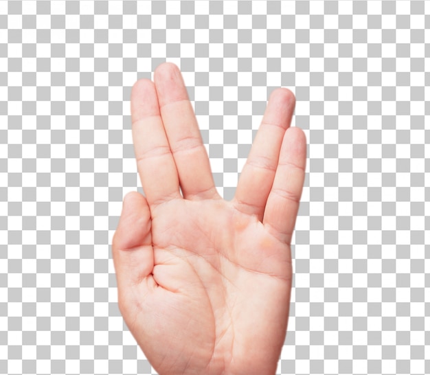 PSD isolated male hand peace or victory sign