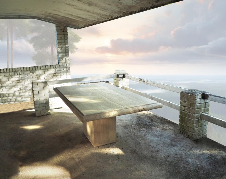 PSD isolated marvel table in belcony for refreshing product advertisement different view