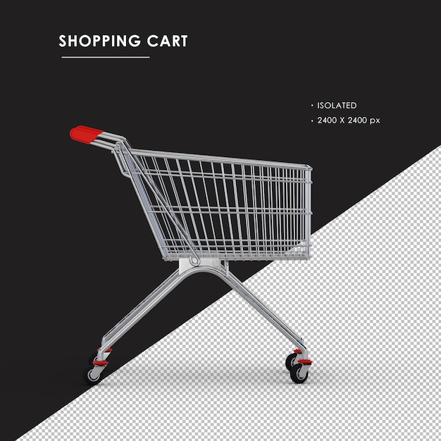 PSD isolated metal shopping cart right side view