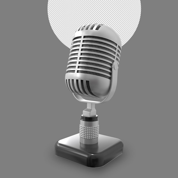 Isolated microphone with alpha background in high quality render