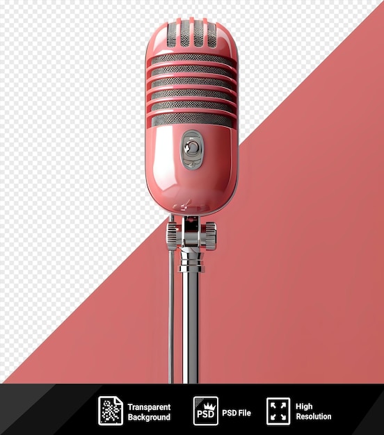 Isolated microphone with editable background on a pink background png psd