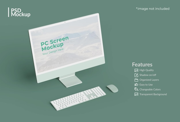 Mockup moderno isolato dello schermo del pc