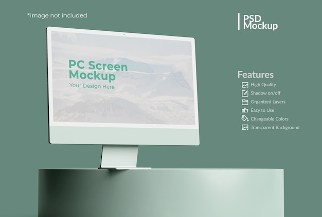 孤立した最新の PC 画面のモックアップ