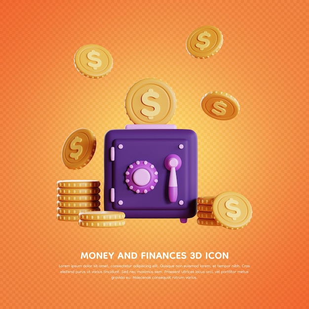 Изолированные деньги и финансы 3d значок 3d-рендеринга