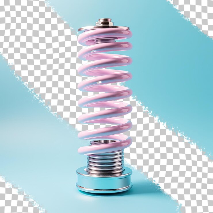 PSD isolated motorcycle spring for shock absorber on a transparent background