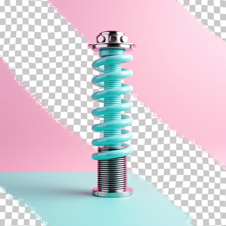 PSD isolated motorcycle spring for shock absorber on a transparent background