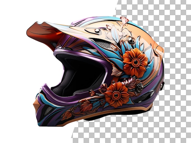 PSD isolated motorsports motorcycle helmet with transparent background