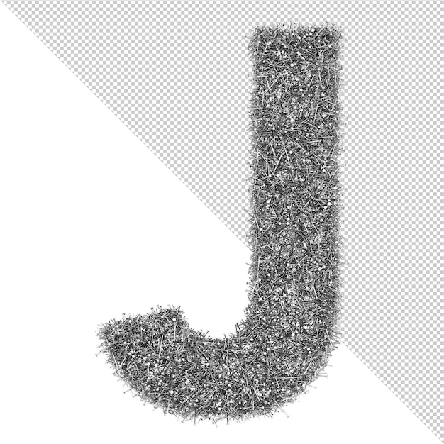 isolated nail 3d letter j