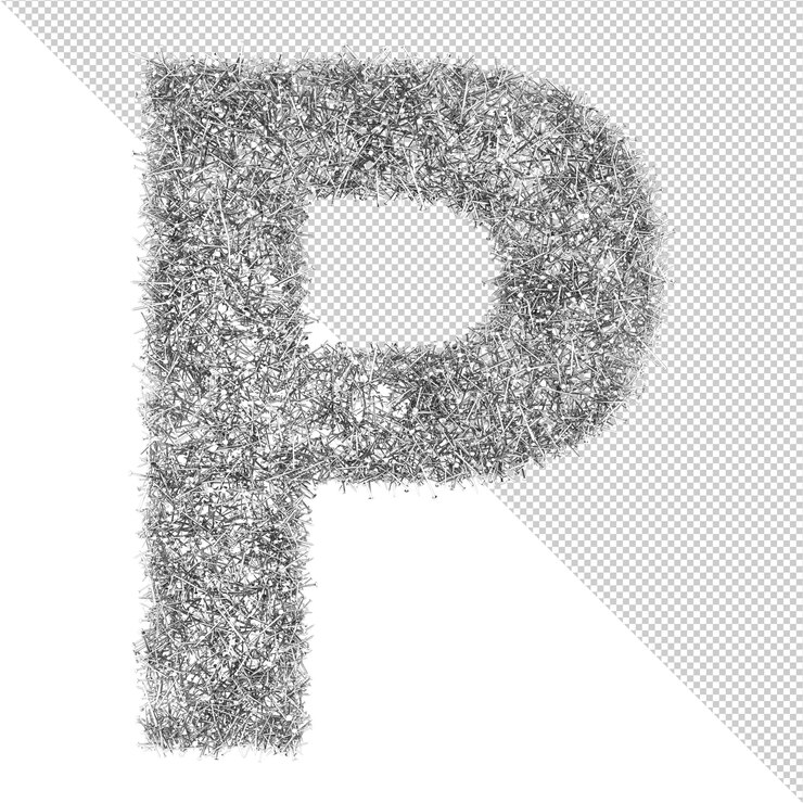 PSD изолированные гвоздь 3d буква p