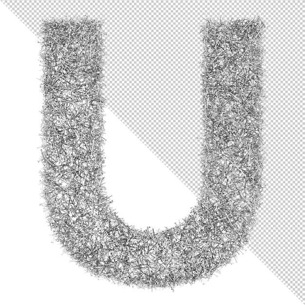 isolated nail 3d letter u
