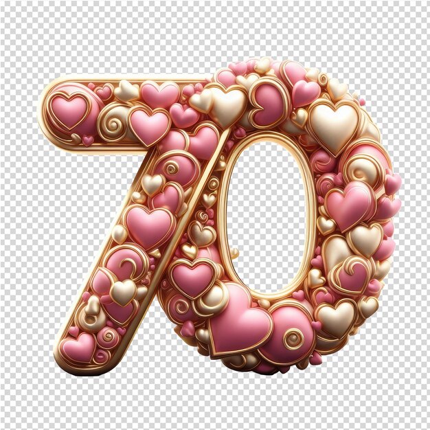 PSD isolated number made from 3d hearts png