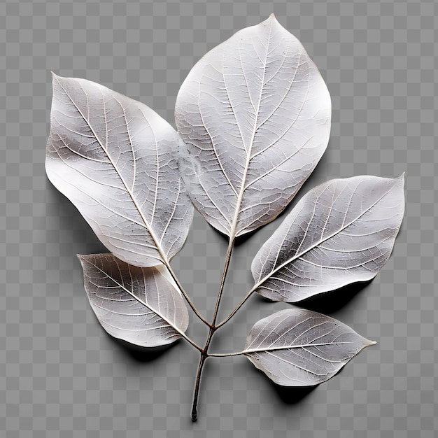 PSD セイブブラッシュの葉から分離された銀色の灰色の葉 昧なph png psd装飾葉 透明