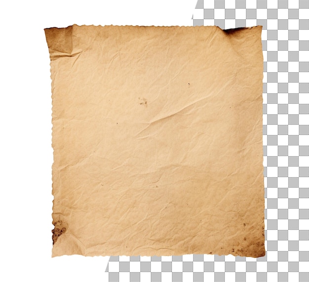 PSD isolated old paper object with transparent background