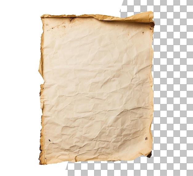 Isolated old paper object with transparent background