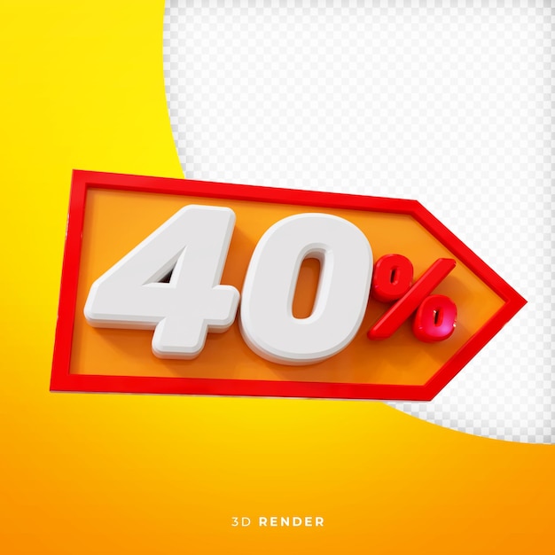 Isolated percentage 3d render psd