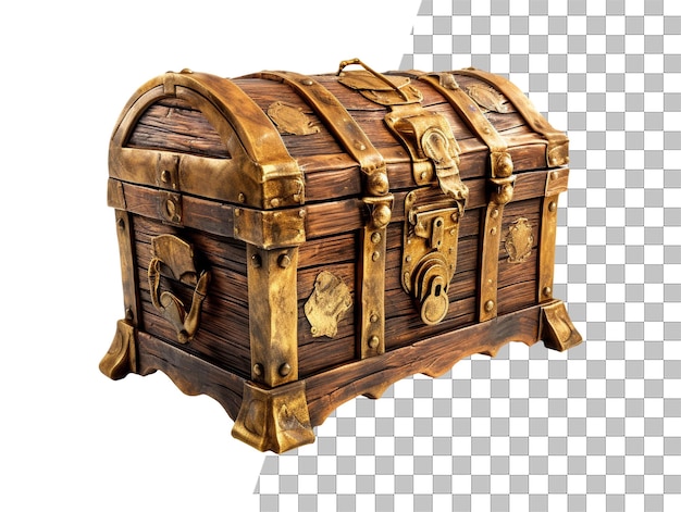 PSD isolated pirate treasure chest object with transparent background
