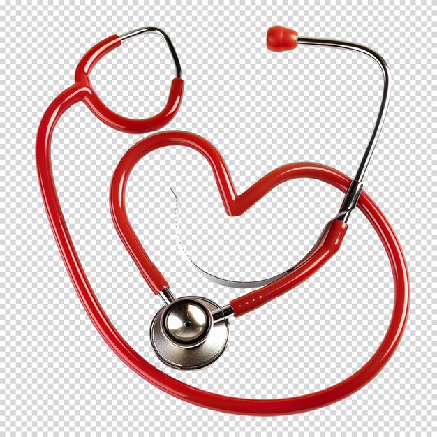PSD png isolato di stetoscopio e cuore su sfondo trasparente per la giornata mondiale della salute