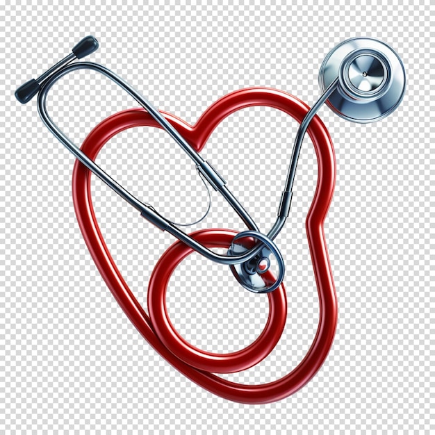 Isolated png of stethoscope and heart on transparent background for world health day