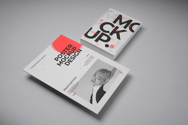 PSD isolated poster and book mockup