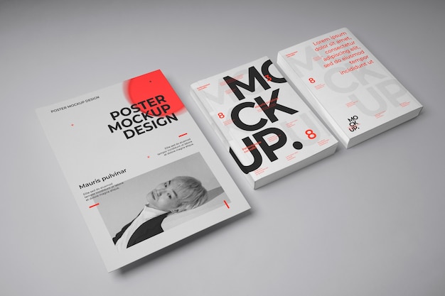 Isolated poster and book mockup