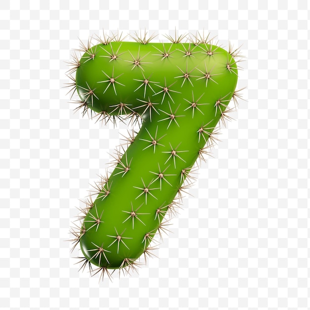 File psd isolato rendering 3d dell'alfabeto numero 7 fatto di cactus verde