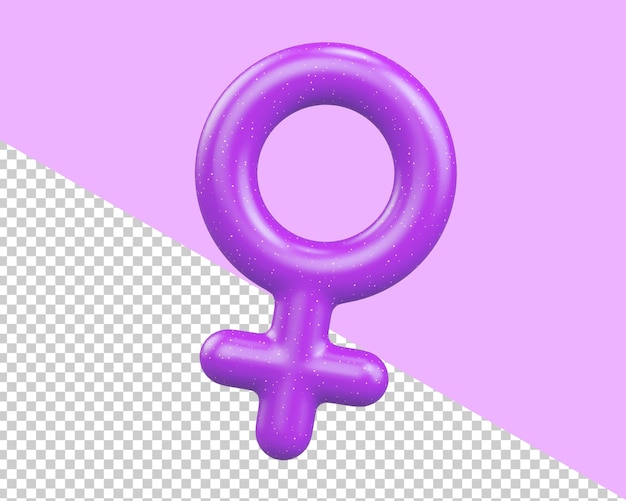 Изолированный фиолетовый женский символ на прозрачном фоне. вырезать значок к международному женскому дню