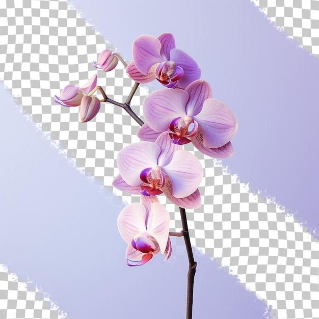 PSD Изолированная фиолетовая орхидея на прозрачном фоне