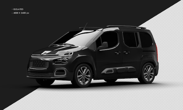 Isolated realistic black luxury elegant modern van car from left front view