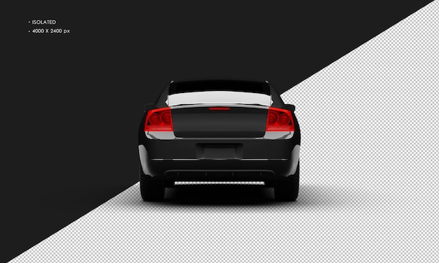 Isolated realistic black modern muscle sport sedan car from rear view