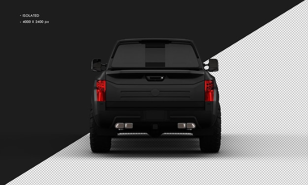 PSD isolated realistic black pickup truck from rear view