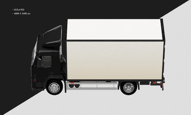 PSD isolated realistic black truck from top left view