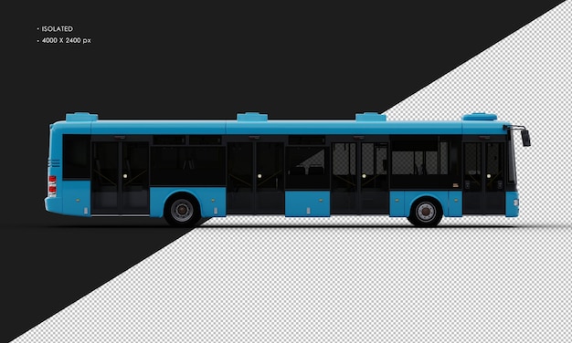 PSD isolated realistic blue bus from right side view