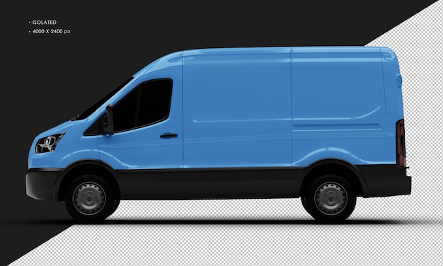 Isolated Realistic Blue Van from Left Side View