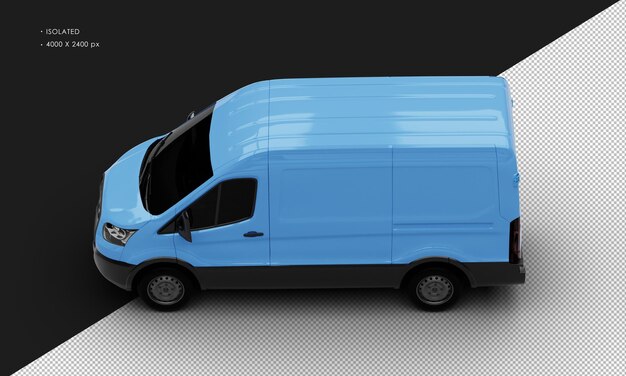 Isolated realistic blue van from top left view