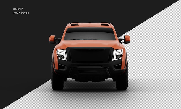 Isolated realistic brown pickup truck from front view