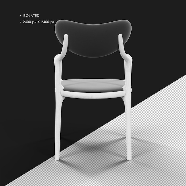Isolated Realistic Clean Black And White Accent Cushion Chair Rear View
