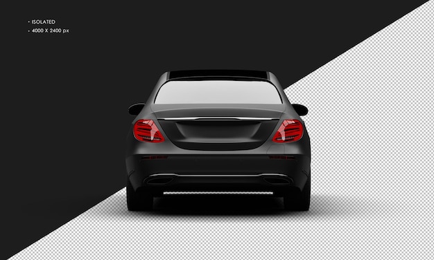 Isolated realistic elegant black matte sedan luxury city car from rear view